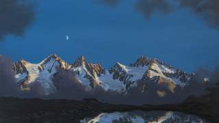 Bild der fiktiven Spitzmauermassivs im Abendlicht.